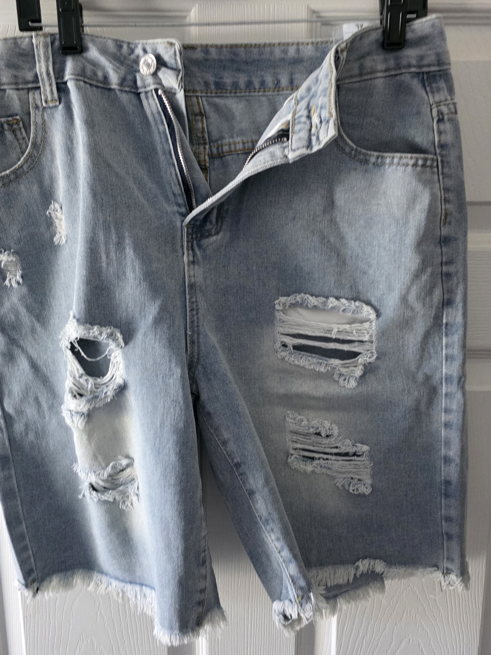Light Blue Distressed Denim Men’s Shorts